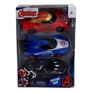 Marvel Avengers Box Of 3 Friction Cars Iron Man Captain America Black Panther